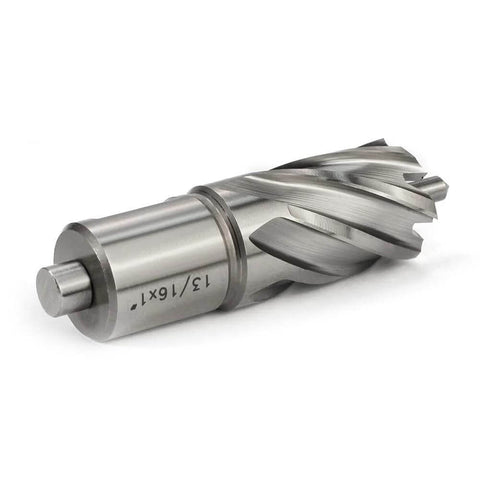 Oscarbide annular cutter with Weldon shank, 13/16 in diameter, 1 in depth of cut, steel body