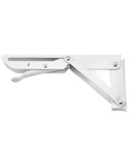 Side view of 2 Pack Stainless Steel Folding Angle Brackets Iron Triangle Wall Mounts For Shelves Benches Tables And Tools White 8 Inch Heavy Duty Support Easy Install
