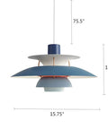 UFO Style Pendant Light Dope Modern Minimalist Ceiling Fixture Aluminum Chandelier For Dining Room Living Room Kitchen And Restaurants Adjustable Height Easy Install Sleek Contemporary Lighting showing design dimensions