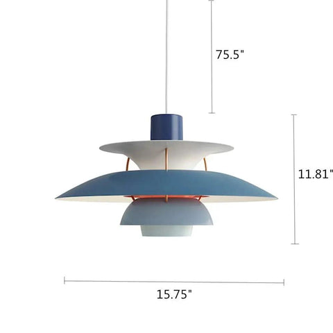 UFO Style Pendant Light Dope Modern Minimalist Ceiling Fixture Aluminum Chandelier For Dining Room Living Room Kitchen And Restaurants Adjustable Height Easy Install Sleek Contemporary Lighting showing design dimensions