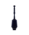 Proven Heavy Duty Bellows Plunger Knocks Out Stubborn Clogs Quick Built With Automatic Air Relief Valve To Prevent Overflow Handles Tight Spots On Toilets Kitchen Sinks And Garbage Disposals Navy Blue - side view of plunger with textured grip.