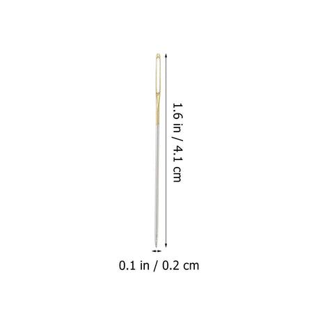 Top Shelf Cross Stitch Needles Set With Quick Threading Aid And Compact Storage Box For Versatile DIY Sewing Embroidery and Fabric Craft Crews Across The States, 1.6 in needle with gold eye.