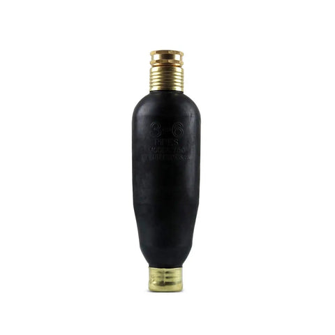 Water Powered Drain Unclogger For Main Drains And Sewer Lines Expands From 3 To 6 Inches To Seal Pipe With Pulsing Jets That Clear Clogs Fast Up To 1000 Feet No Harsh Chemicals Made In USA Patent D833695S, rubber and brass construction, front view