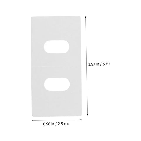 Vertical Blind Repair Tabs Pack Of 50 For Easy Replacement Fixers with dimensions shown, white rectangular tab