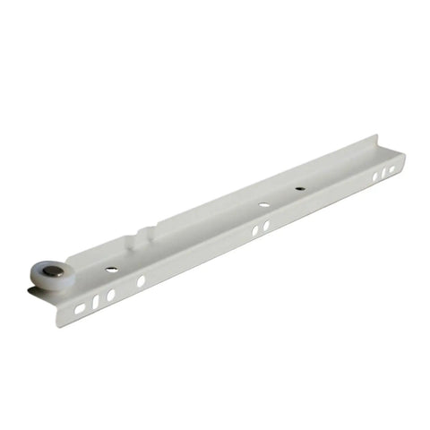 Smooth Silent Drawer Slide Rails Pair For Cabinets And Desks, 14 Inch Length Quiet Track Slides, single white rail on white background