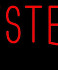 Block LED Neon Sign In Red With Dimmer, 13 Inch Tall By 32 Inch Wide, Black Square Cut Acrylic Backing, Dope Indoor Vibe Light For Clubs