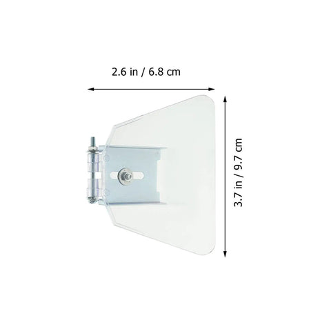 2 Pack Bench Guard Eye Shield Replacements With Screws Included For Safer Projects And Pro Grade Enhanced Protection Fits Most Benches Heavy Duty Shield Attachments For Quick Install, showing one shield with measurements.