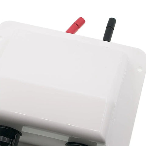 Double Cable Solar Cable Entry Gland for Roofs and Decks Weatherproof UV Resistant ABS Housing Lets Two Wires Pass Through a Single Roof Entry Easy Install For RV Boat Camper Van Marine Solar Installations 10AWG 0.33 ft, white ABS cover with two cable ports
