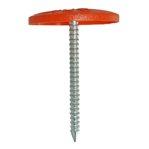 One And A Half Inch Round Plastic Heavy Duty GripCap Nail With Wide Head And Ringed Shank for Anchoring Construction Projects