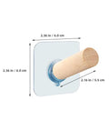Close-up of a single 6 Piece Extra Long Wooden Wall Hook Self Adhesive Coat Rack For Doors showing dimensions and design details.