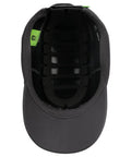 Interior view of grey Bump Cap Safety Hat Baseball Cap Style with Breathable Lightweight Build Grey One Brim ABS Ventilated Insert.