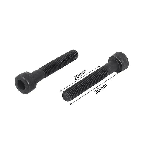 M5 X 30Mm Hex Socket Head Cap Screws Premium 12.9 Grade Alloy Steel Black Oxide Coating 30 Pack, close-up view of two screws.