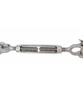 Rock Solid Stainless Steel 316 Jaw Jaw Turnbuckle Drop Forged One And Half By 12 Inches 17000 Lbs Wll Non Magnetic heavy duty rigging hardware.