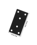 Heavy Duty Stainless Steel Straight Brace Bracket with black finish and pre-drilled holes, dimensions shown, for home repair and DIY projects.