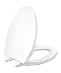 Elongated Toilet Seat With Slow Close Hinges And Four Non-Slip Bumpers, Easy To Install And Clean, Durable White Plastic