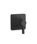 Matte black Venza MasterShower Transfer Valve Trim with lever handle for shower system single handle bathroom faucet trim.