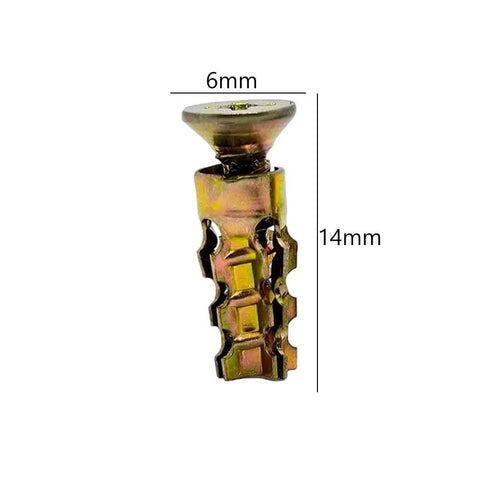 Heavy Duty 6x14mm Metal Wall Anchors Kit 100 Pcs For Drywall Wood Ceramic Tile And Gypsum Board Serrated Expansion Anchors That Lock Tight And Prevent Slippage For Cabinet Hinge Repair And Quick Secure Mounts, 6x14mm brass anchor