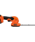 Lightweight Cordless Hedge Shear Kit with Three Eighth Inch Cut, 20V Max PowerConnect, side view with 8-inch blade attached.