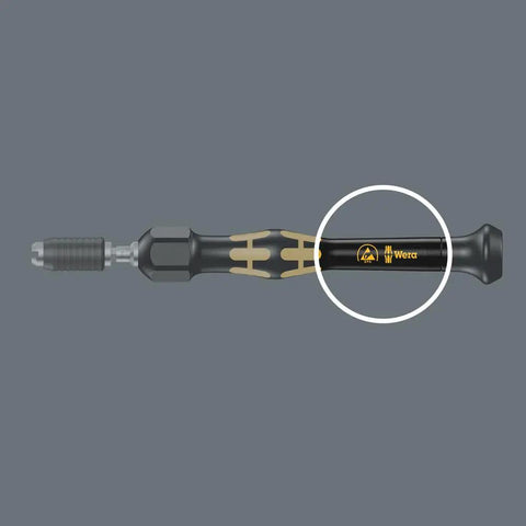 Micro ESD Adjustable Torque Screwdriver 2.0 To 6.0 Ncm with Quick Release Chuck, showing Kraftform Micro Grip handle.