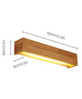 Hardwired Wood Led Wall Sconce,Modern Minimalist Rectangle Vanity Light,Updown 6000k for Living Room Bedroom Hallway (55cm) in wood finish.