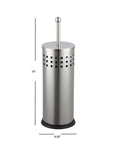 Slick Brushed Metal Toilet Plunger With Spill Proof Canister And Wall Mount Holder For Bathroom Corner Storage, 16 inch tall.