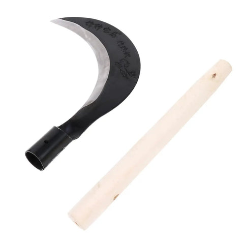 Heavy Duty Manganese Steel Garden Scythe With Long Handle For Weeding And Cultivation, Japanese Style blade and wooden handle