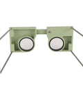 Wearable 4X Pocket Stereoscope With Adjustable 55-75 Mm Lens Distance, front view, green plastic body with metal arms