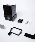Beast Mode Resin 3D Printer with amber screen, accessories, and power cable shown. Ultra-fast 4.5s layer time and 2μm precision.
