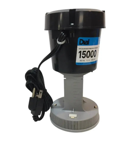 Heavy Duty Workhorse Evaporator Pump For Swamp Coolers 115V Concentric Motor with a black casing and grounded power cord.