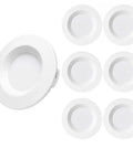 AH Lighting, Retrofit Smooth Reflector Kit, 4 Inch Dimmable LED 5CCT Downlight Recessed Light, 9 Watt, 750 Lumens, ES Qualified, UL Listed – 6 Pack, white design