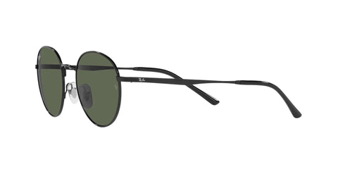 Side view of RB3681 Round Sunglasses Unisex 50 mm Frame With 100 Percent UV Protection In Black And Dark Green