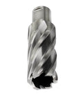 Oscarbide 1-1/16 in annular cutter with 3/4 in Weldon shank, 2 in depth, pilot pin (front view)