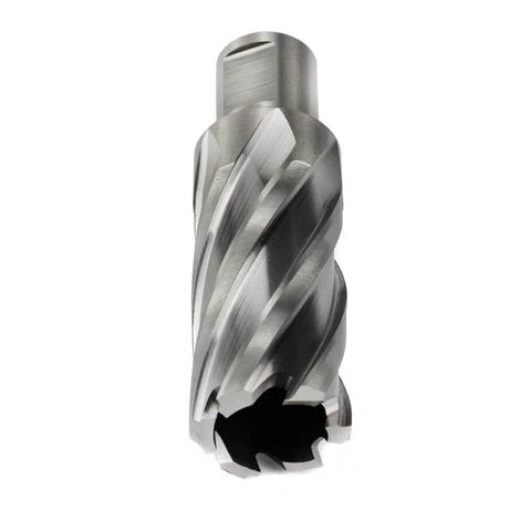 Oscarbide 1-1/16 in annular cutter with 3/4 in Weldon shank, 2 in depth, pilot pin (front view)