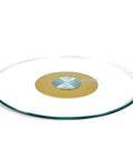 Badass Tempered Glass Lazy Susan Turntable Smooth Swivel Round Serving Platter Heavy Duty Aluminum Base with center metal hub.