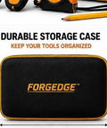 FORGEDGE Magnetic Stud Finder Set, 2-Pack with Level, Tape Measure, Carpenter Pencil & Storage Case, durable storage case for tools.