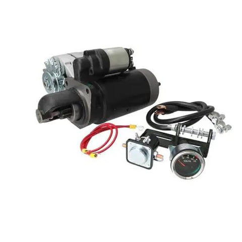 Straight Up 24V To 12V Electrical Conversion Kit For John Deere 3010 3020 4010 4020 Tractors Packed With A Beefy 63 Amp One Wire Alternator Starter Solenoid Combo And Voltage Gauge For A Hassle Free Upgrade, showing starter solenoid and voltage gauge.