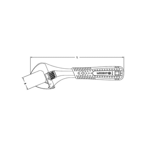 Diagram of Adjustable Chrome Wrench With Extra Slim Jaws And 1-3/8 Inch Capacity, 6 Inch Length, Ultra Wide Opening, Ultimate Grip