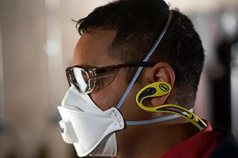 Person wearing Safety Glasses With Built In Readers Plus 2.0 Diopter For Reading And Eye Protection ANSI Z87 Clear Lens Gray Frame