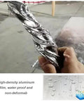 Brick Tough Self Adhesive Roof Repair Tape, Waterproof Asphalt Shingle And Bitumen Sealant Roll, UV Shield Aluminum Foil Underlayment For Quick Patchups And Smooth Seals, 50X1000Cm No Nonsense Choice close-up of reflective high-density aluminum foil.