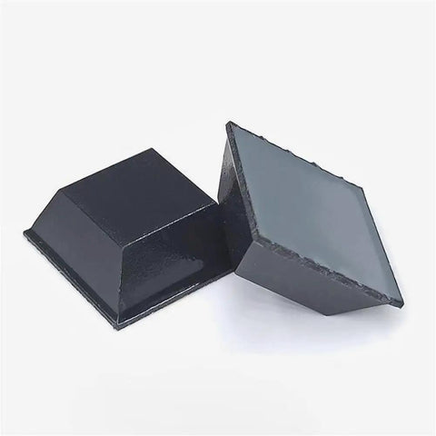 Dead Set Solid Self Adhesive Rubber Feet Pads With Super Sticky Backing Non Slip Furniture Bumpers angled view 0.78 inch square black pads