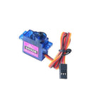 SG92R 9g micro servo motor in blue transparent housing with 3-pin connector