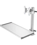 Heavy Duty Industrial Aluminum Computer Monitor Keyboard Mount Workstation Base with adjustable arm and sturdy frame.