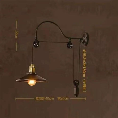 Adjustable Pulley Wall Sconce With Clear Glass Lampshade Straight Up Industrial Rustic Single Head Ceiling Light E27 Bulb Ready Fixture For Bar And Cozy Home Vibes, showcasing a vintage-style design.