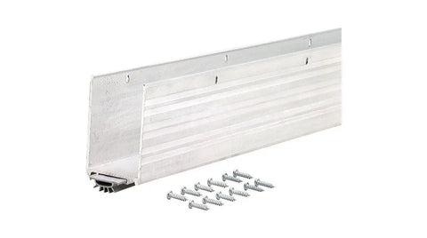 U Shaped Aluminum Door Sweep With Vinyl Seal And Kick Plate For Exterior Doors Draft Blocking Front Door Weather Stripping And Bottom Seal Energy Saving Door Extender 36 Inch Silver with screws