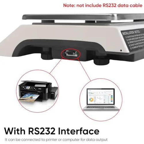 High Precision 30kg Digital Counting Scale With RS232 Port, showing interface for computer or printer connectivity