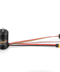 Black QUICRUN Fusion 8IGHT SE 1800KV 4S 1/8 Scale Crawler ESC With FOC, showing motor with attached wires and connectors.