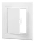 Sleek 3X3 Inch White Drywall Access Panel For Bathroom Plumbing Maintenance Durable Pvc Wall Cover Plate open for easy access.