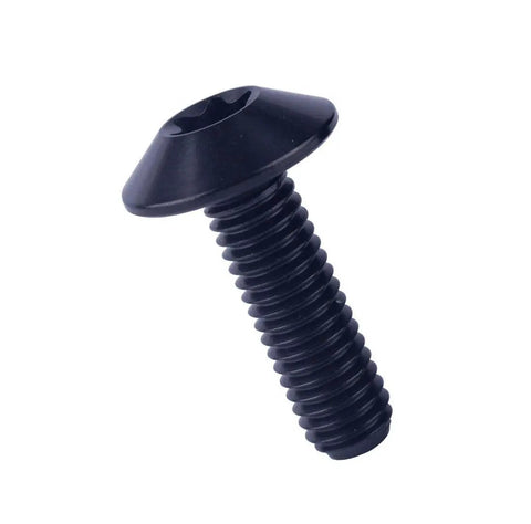 Badass Grade 5 TC4 Titanium Bolts M5 M6 M5x15 mm Button Head T25 Torx Screws Black Anti Corrosion Fasteners For Dirt Bike Motorcycle Repair Gear 4 Pieces - Close-up of black titanium screw with T25 head.