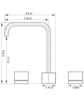 Matte Black 2-Handle 3-Hole Widespread Bathroom Sink Faucet With Pop-Up Drain, Solid Brass Construction dimensions diagram