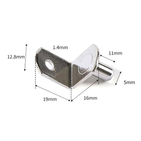 Heavy Duty Shelf Brackets For Cabinets And Shelves, Sturdy Metal Support Pins And Pegs, dimensions shown in millimeters